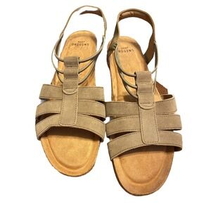 Earth Origins Leather Sling-Back Sandals Laney Sedona Brown Sz 12 Hippie Boho